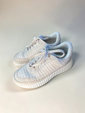 Dolce Vita Dolen Sandstone Knit Ivory Chunky Platform Sneakers Size 8